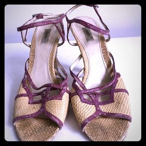 Prada wicker heeled sandal